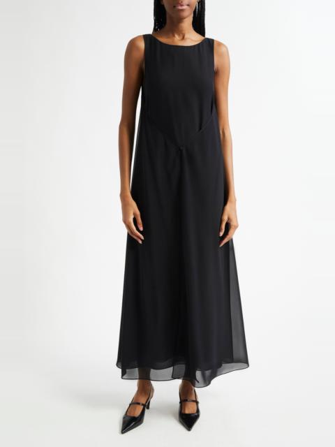 EMPORIO ARMANI Emporio Armani Techno Sleeveless Maxi Dress in Solid Black at Nordstrom