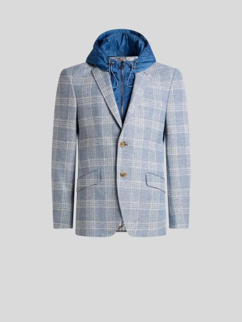 Etro CHECK JERSEY JACKET WITH REMOVABLE BIB AND HOOD