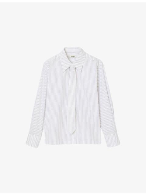 Sandro Striped Pointed-Collar Cotton Shirt