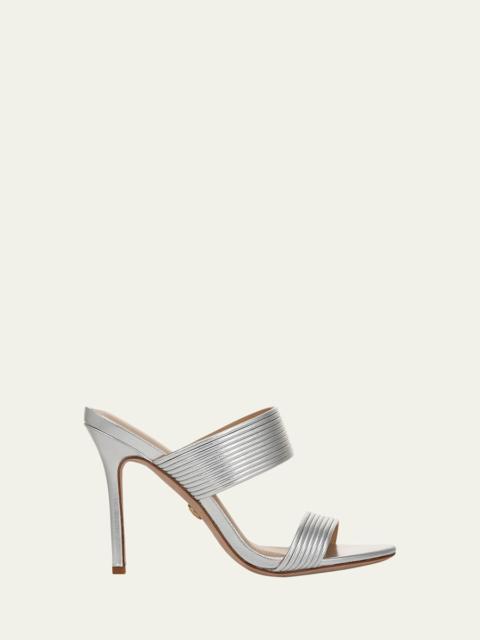 VERONICA BEARD Asha Metallic Dual-Band Slide Sandals