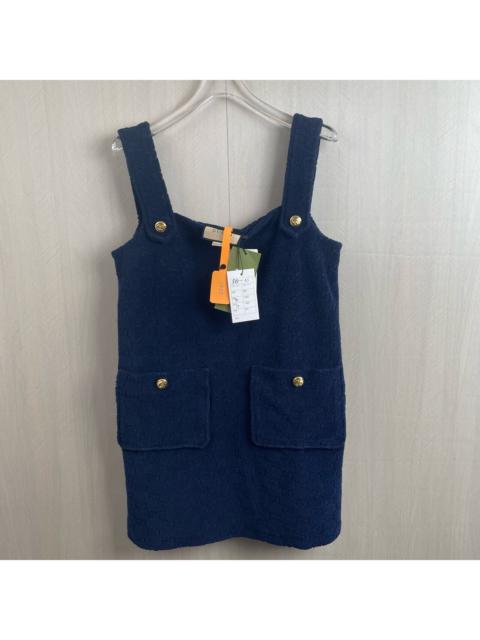 GUCCI Gucci navy blue terry cloth dress with gold buttons.
