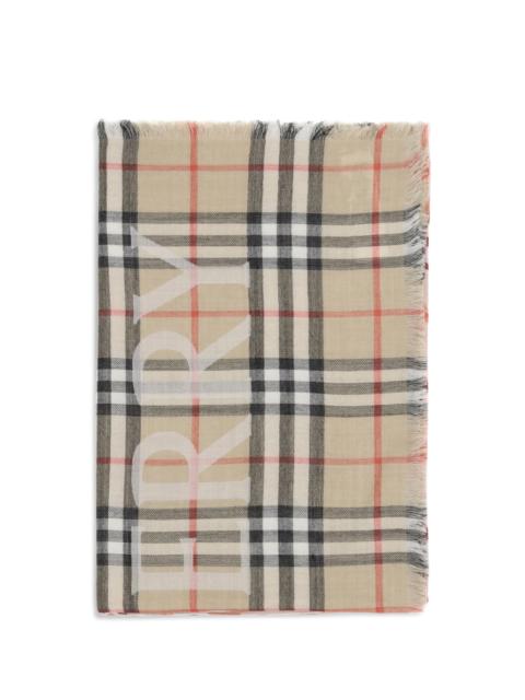 Burberry Burberry Men Wide Wool And Silk Check Scarf With Ekd
