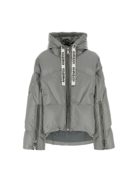 STYLISH GREY NYLON DOWN JACKET