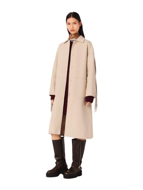 maje maje Long wool coat in Beige at Nordstrom