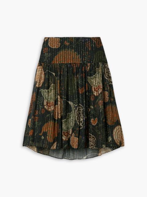 Other Designers Metallic printed chiffon mini skirt