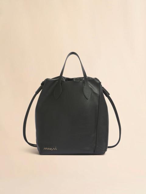 Marni BLACK LEATHER SCRUNCHIE BACKPACK