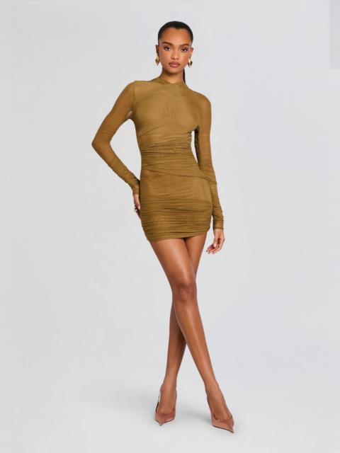RETROFÊTE MOXEY RUCHED MESH MINI DRESS