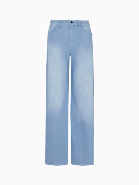 EMPORIO ARMANI J7E MID-RISE STRAIGHT-LEG JEANS IN YARN-DYED COTTON DRILL