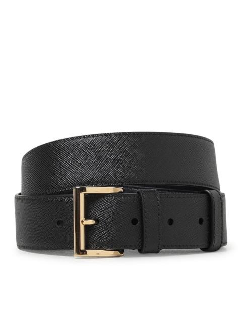 Prada Prada Women Saffiano Belt With Logo Plate