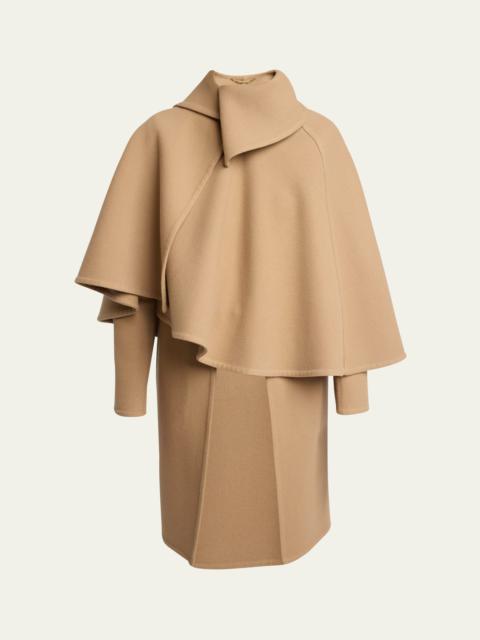 Cape Overlay Double-Face Wool Cashmere Coat