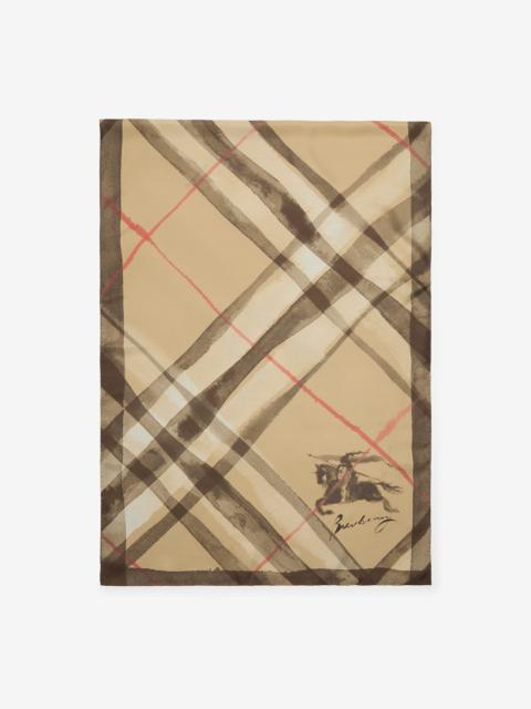 Burberry Wide Watercolour Check Silk Scarf
