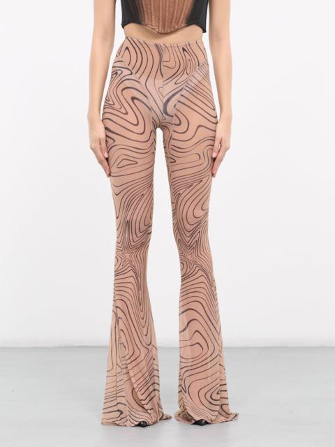 MUGLER Printed Mesh Flare Leggings