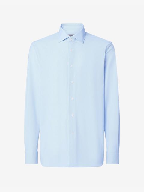 CORNELIANI White/light Blue bi-elastic fabric shirt with micro pattern