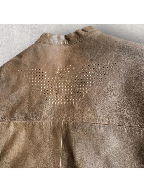 EMPORIO ARMANI Vintage 90’s Logo Perforated Leather Jacket