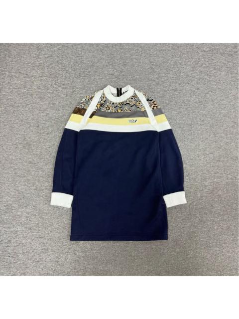 Louis Vuitton Louis Vuitton Navy Blue Cotton Blend Knit Panel Detail Sweatshirt