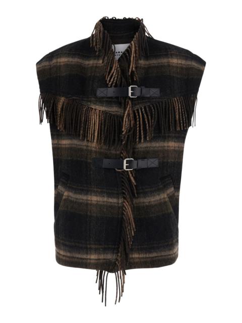 Isabel Marant Étoile Isabel Marant Etoile Women 'Ginesa' Brown Jacket With Fringe Design And Applied Straps In Fabric For