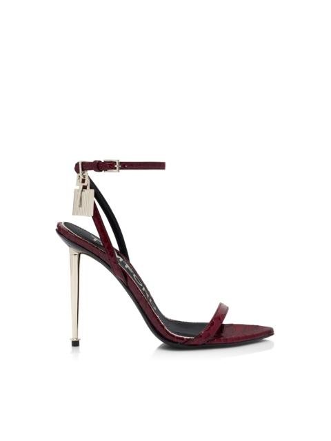 TOM FORD SEMI SHINY PRINTED PYTHON PADLOCK POINTY NAKED SANDAL