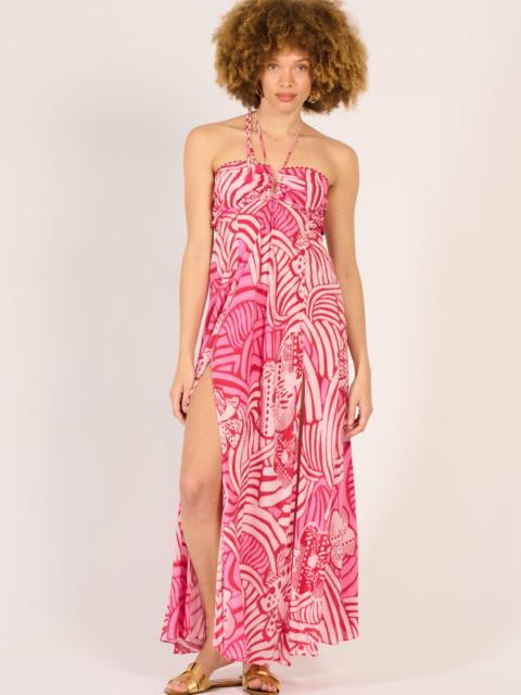 Poupette St Barth Long Dress Carla - Pink Japonism