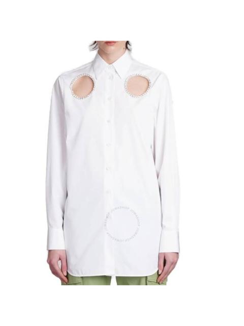 Stella McCartney Crystal-Embellished Cut-Out Shirt In White Cotton