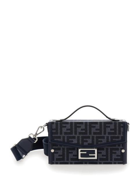 FENDI Fendi Men 'Baguette Soft Trunk' Blue Crossbody Bag In Ff Fabric Man