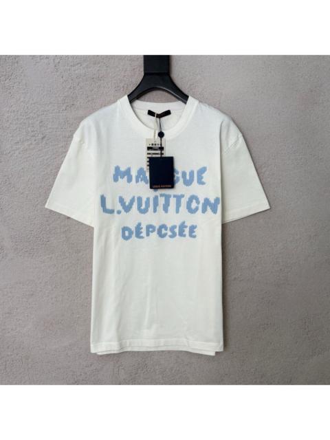 Louis Vuitton Louis Vuitton LV new embroidered logo blue slogan short-sleeve shirt