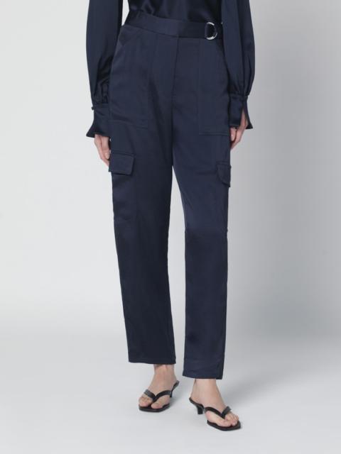 SIMKHAI Carolina trousers in midnight blue shiny satin