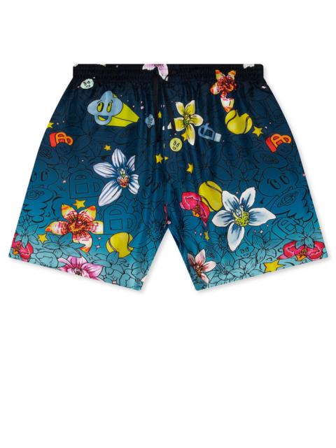 CASABLANCA COLLAGE D’ICONES GRAPHIQUES SILK SHORTS - MULTICOLOUR