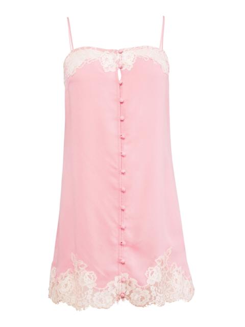 Fleur du Mal Lace-Trimmed Cotton Slip Dress pink