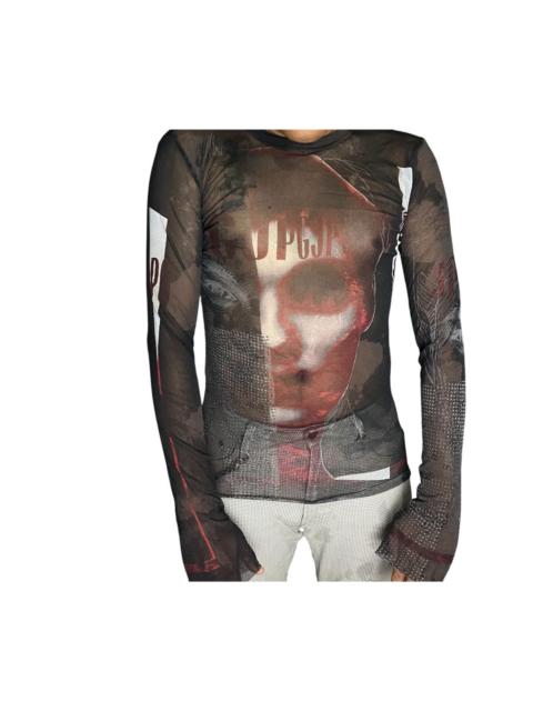Jean Paul Gaultier jean paul gaultier dark side face mesh top short sleeve