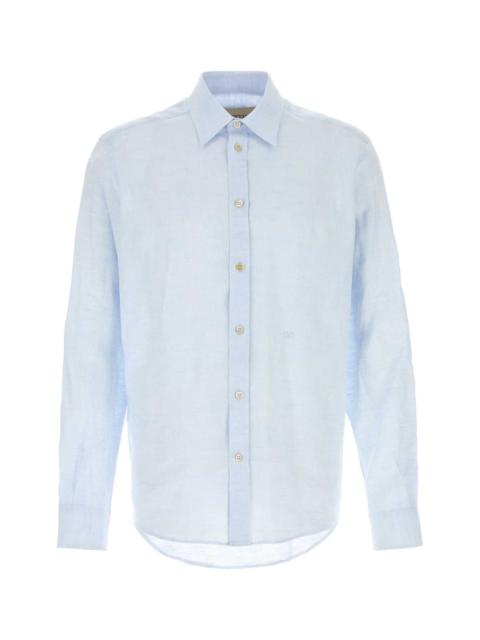 Valentino Valentino Garavani Men Pastel Light Blue Linen Shirt