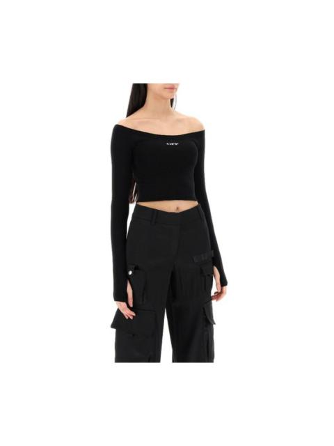 Off-white knitted off-shoulder cropped top Size EU 38 for Women