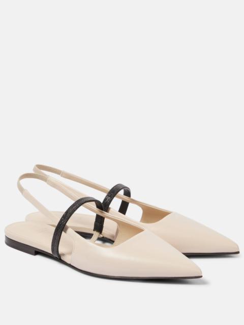 Brunello Cucinelli Pointy leather slingback pumps