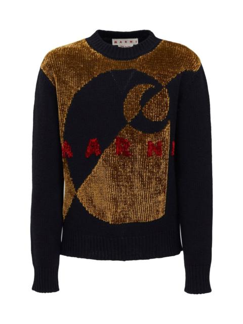Marni VELVET-EFFECT LOGO KNIT JUMPER