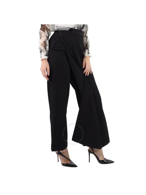 Burberry Burberry Black Skirt Panel Wool Wide Leg Trousers
