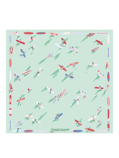 Longchamp En Attendant la Vague Silk scarf 50 Mint - Silk