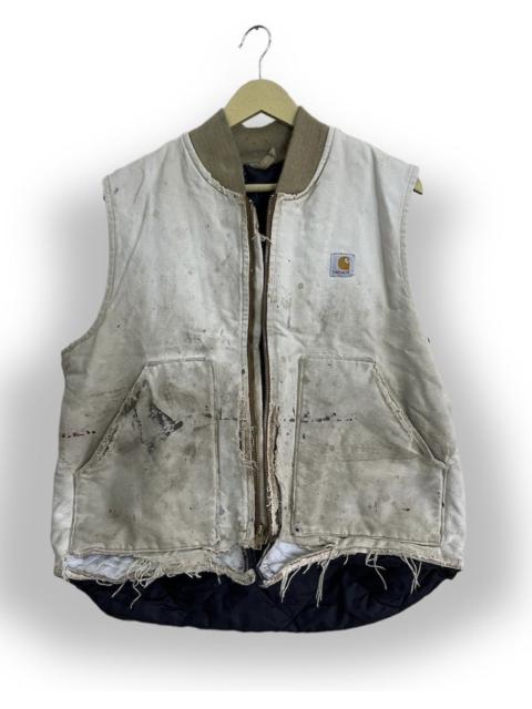 Distressed Vintage Carhartt Worker Vest Ripped Made In USA