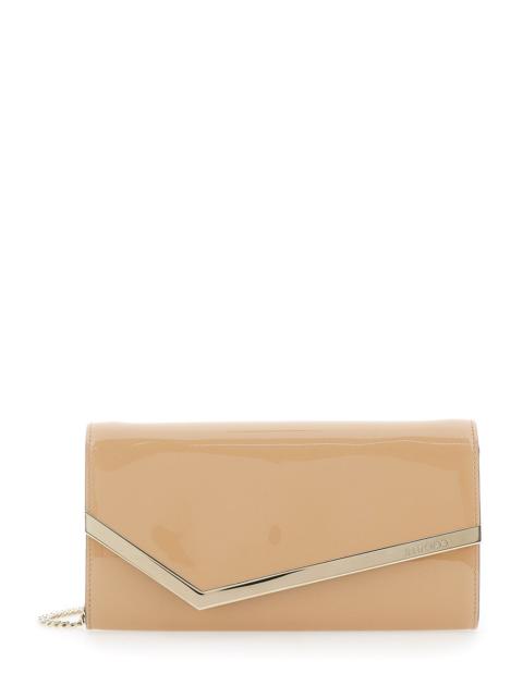 JIMMY CHOO Jimmy Choo Women 'Emmie' Pink Clutch With Envelope Design And Chain-Link Shoulder Strap In Patent Le