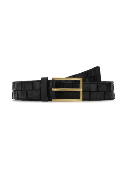 Black Leather Maxi Intreccio Belt