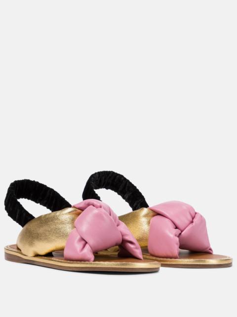 Miu Miu Metallic leather slingback sandals