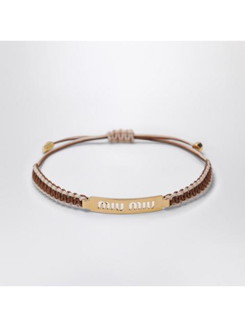 Miu Miu Miu Miu Brown/Sand Beige Braided Cord Bracelet Women