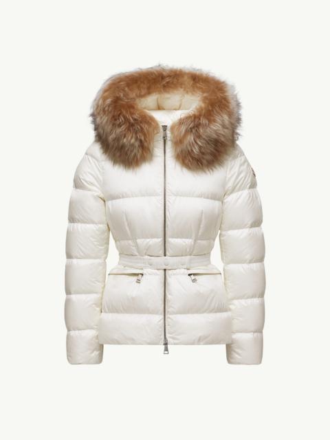 Moncler Boed Hooded Shearling-Trimmed Short Down Jacket