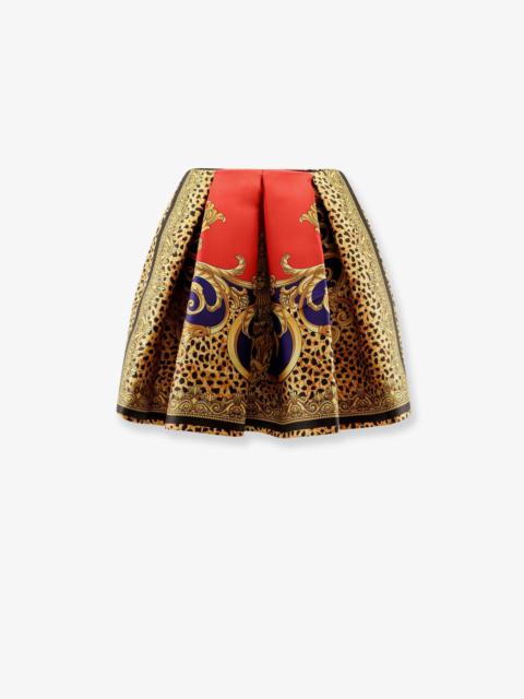 VERSACE Versace Women Cheetah Barocco Silk Duchesse Skirt