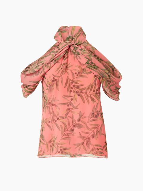 CAROLINA HERRERA Olive Branch-Print Halterneck Top
