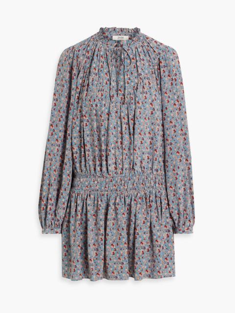 Other Designers Essex shirred floral-print silk crepe de chine mini dress