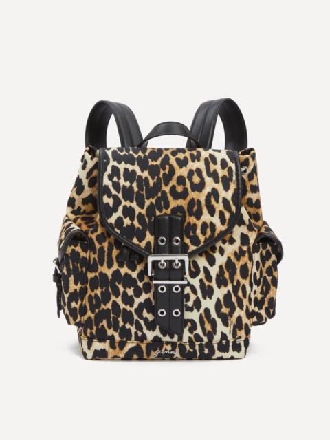 GANNI Small Leopard Nylon Bucky Backpack