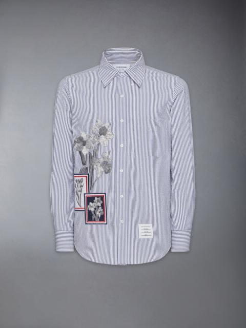 Thom Browne SEERSUCKER FRAMED FLORAL SHIRT