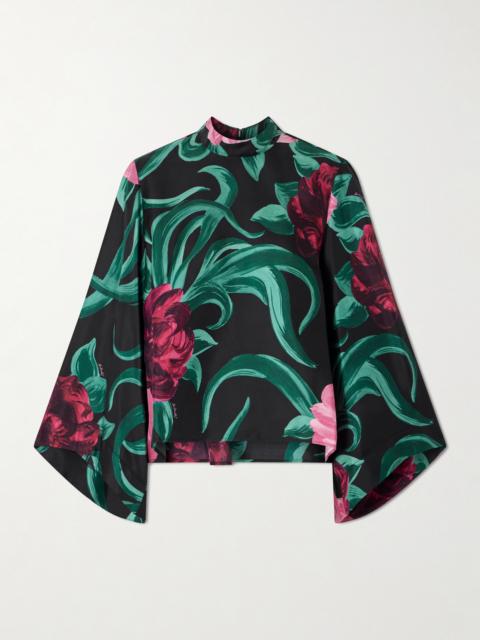 La DoubleJ Make An Exit Floral-print Silk-twill Blouse
