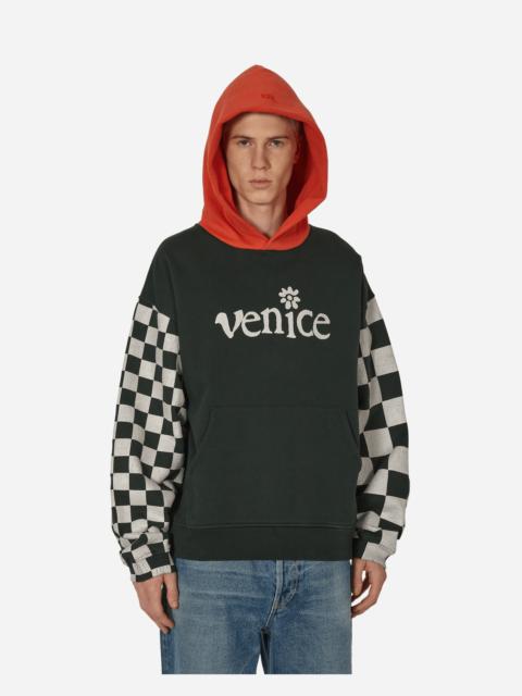 ERL Venice Checked Sleeve Hooded Sweatshirt Black