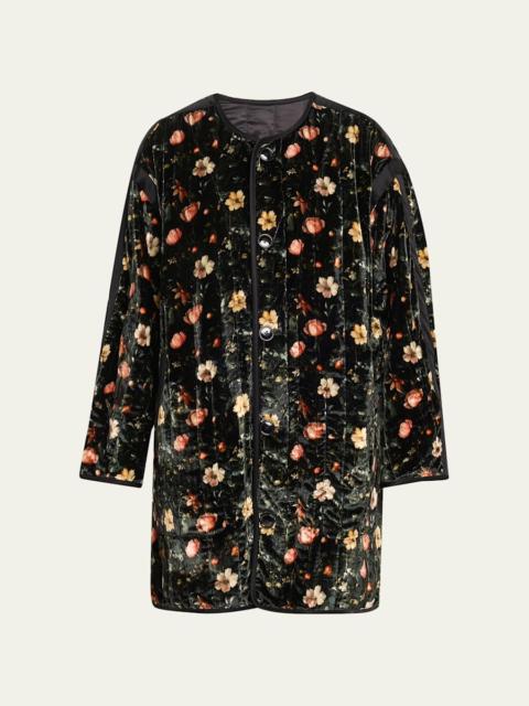 R13 Padded Floral Velvet Liner Coat