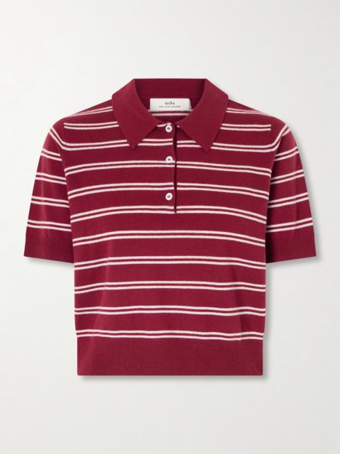 arch4 Octavia Cropped Striped Cashmere Polo Shirt